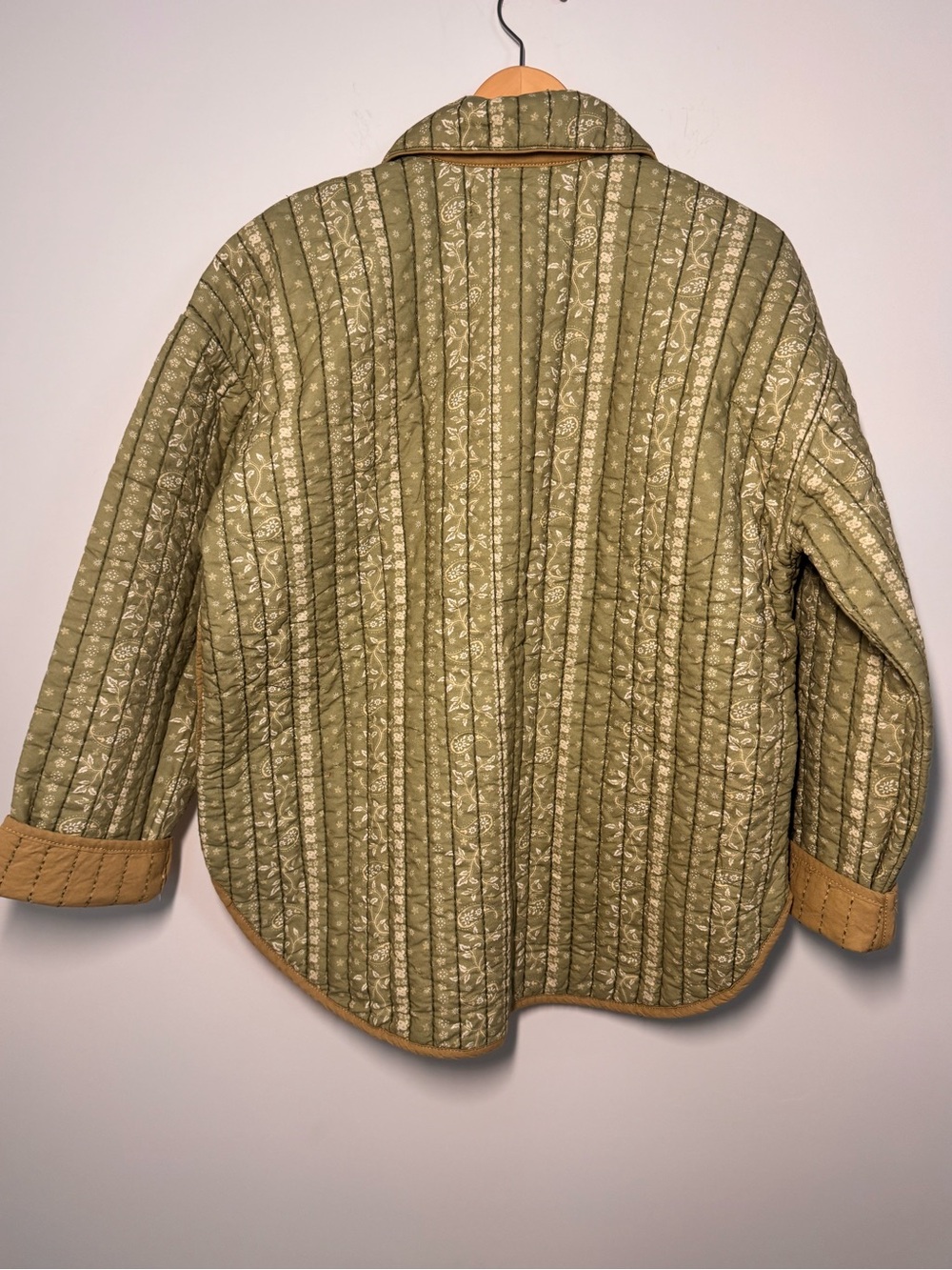 Free People Alexie Quilted Jacket Paisley Olive Combo Size Medium NWT - Picture 6 of 11